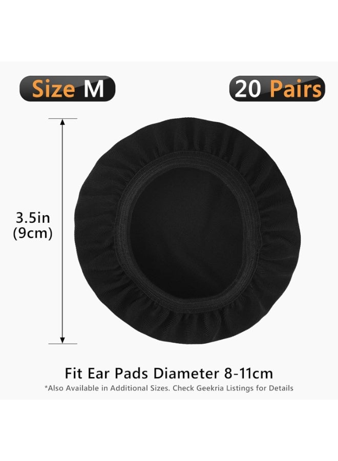 2 Pairs Flex Fabric Headphones Ear Covers - Product Safety Certified - Washable & Stretchable Earcup Protectors for Over-Ear Headsets, Sweat Pads for Gym, Gaming (Size M/Black) - Image 2